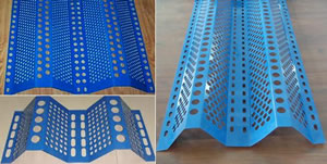 Blue color twins peak windbreak panels with one row or two row holes in the peak